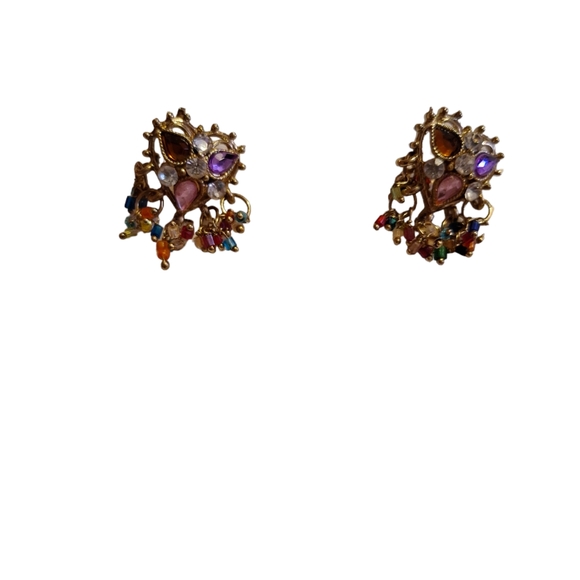 Heavy elaborate multicolor chain and earring set with case - Picture 4 of 5